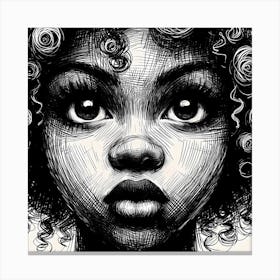 Portrait Of A Girl With Curly Hair Canvas Print