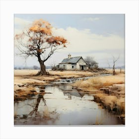 House By The Stream 1 Canvas Print