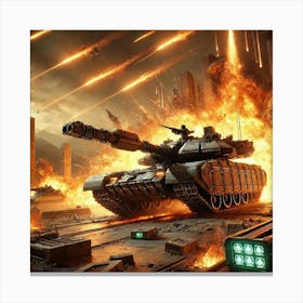 Martian Battle Tanks Destroying Fortifications Canvas Print