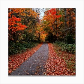 A Crisp American Autumn Scene Unfolds Embodying The Quiet Beauty Of A Fall Nature Trail Transitioni (4) 1 Canvas Print