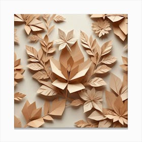 Papercut Illustration Assortment Of Leaves And Flower Canvas Print