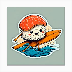 Sushi Surfboard Sticker Canvas Print