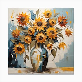 Leonardo Diffusion Xl Abstract Sunflowers In A Vase Abstract P 3 (1) Upscaled Upscaled Canvas Print
