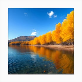 Autumn Trees By The Lake Canvas Print