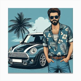 Hawaiian Man With Car Canvas Print