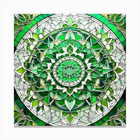 Green Stained Glass Mandala Canvas Print