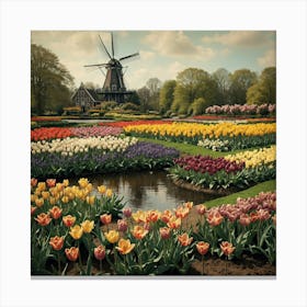 A Vintage Botanical Art Print Of Keukenhof Gard 1 Canvas Print