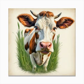 Cow In The Grass 6 Canvas Print