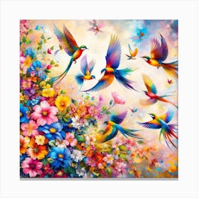 Colorful Parrots Canvas Print