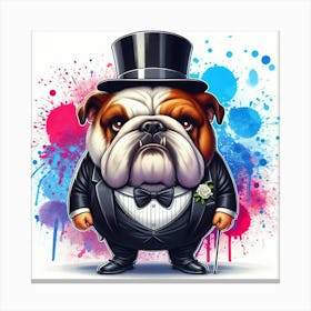 Bulldog In Top Hat Canvas Print