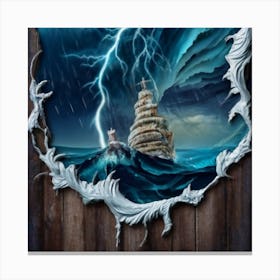 Ocean Storm With Large Clouds And Lightning 17 Canvas Print