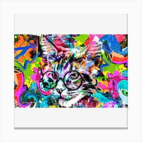 Cat In Glasses Canvas Print