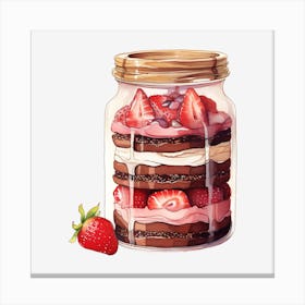 Strawberry Cake In A Jar 3 Canvas Print