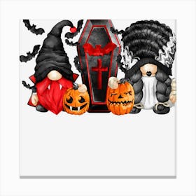 Funny Halloween Mom And Dad Gnome Vampire And Mummy Bride Canvas Print