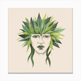 Woman With Green Hair Canvas Print