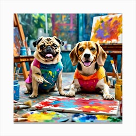 Two Beagles Painting Canvas Print