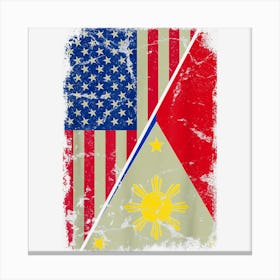 Philippines And American Flag Together Mixed Family Roots Canvas Print