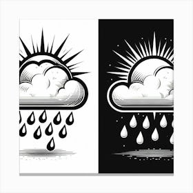 Rain Cloud And Raindrops Canvas Print