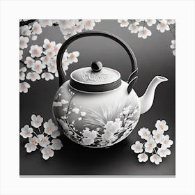 Firefly An Intricate Beautiful Japanese Teapot, Modern, Illustration, Sakura Garden Background 95876 Canvas Print