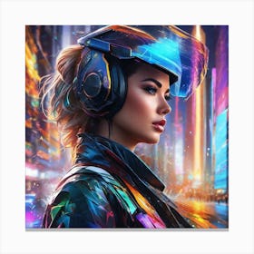 Futuristic Girl In Helmet Canvas Print