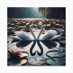 Swans In Water 1 Canvas Print