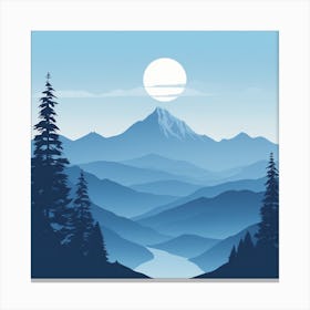 Misty mountains background in blue tone 54 Canvas Print