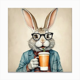 Rabbit With Coffee 2 Canvas Print