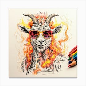 Goat In Flames 32 Canvas Print