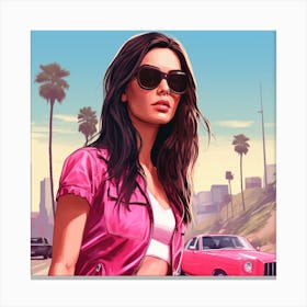 Grand theft auto Kendall Jenner 4 Canvas Print