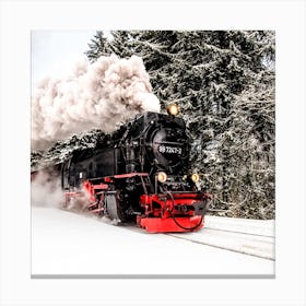 Steam Train in Winter Woods Canvas Print