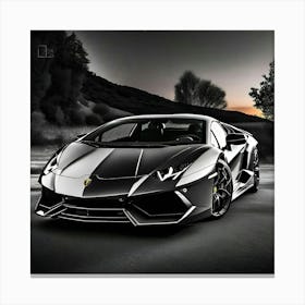 Black And White Lamborghini 2 Canvas Print