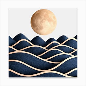 Moon And Waves 6 Canvas Print