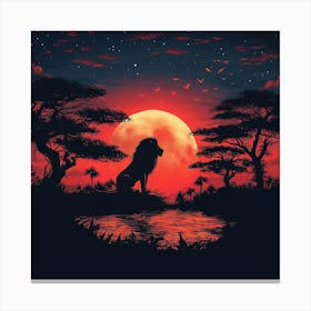 Lion In The Sunset Canvas Print