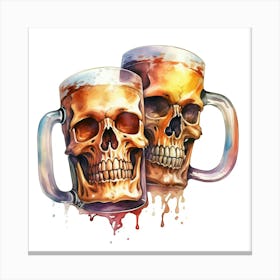 Skulls Drinking Beer Canvas Print