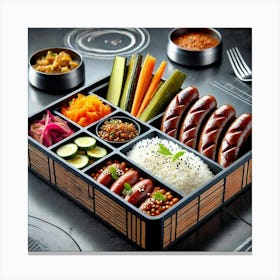 A Gourmet Fusion Dish Titled Bento Braai Box, Fe Canvas Print