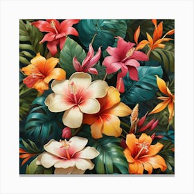 Tropical Forest Flower Craze Art Print 2 Canvas Print