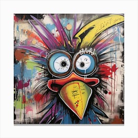 Abstract Crazy Whimsical Rooster Canvas Print