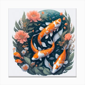 Koi Fish Watercolor Painting (9) Canvas Print