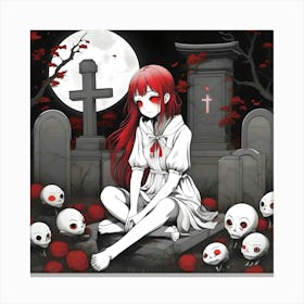 Anime Girl Red Eyes Canvas Print