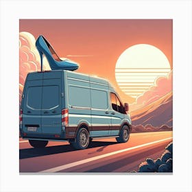 Blue Heels On A Van Canvas Print