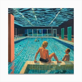 In Style of David Hockney. Swimming Pool at Night Series 6 Canvas Print