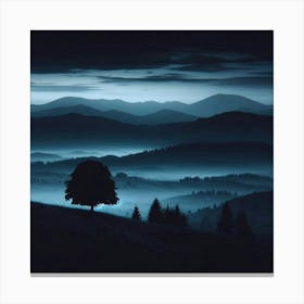 Lone Tree In The Mist Canvas Print