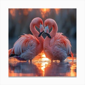 Flamingos At Sunset 1 Canvas Print