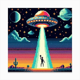 8-bit alien abduction 2 Canvas Print
