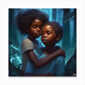 Two Black Children In The Forest Canvas Print