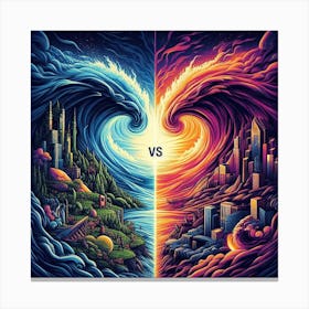 Ocean Vs City Canvas Print