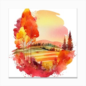 Watercolor Autumn Landscape 63 Canvas Print