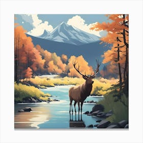 Elk By The River 4 Canvas Print