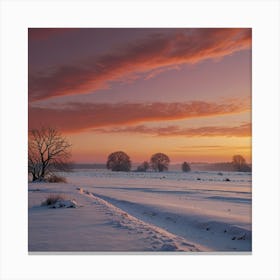 Sunset In The Snow Canvas Print