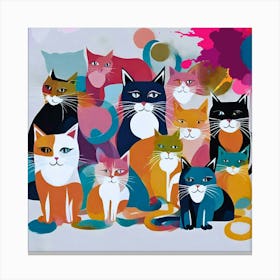 Group Of Cats modern abstract art Canvas Print